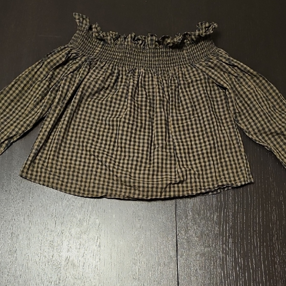 FOREVER 21 Black and Tan Striped Top